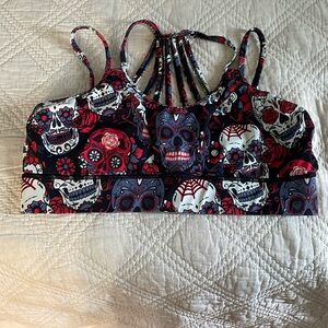 Constantly Varied Gear Skull Print Sports Bra - Red, Black, White